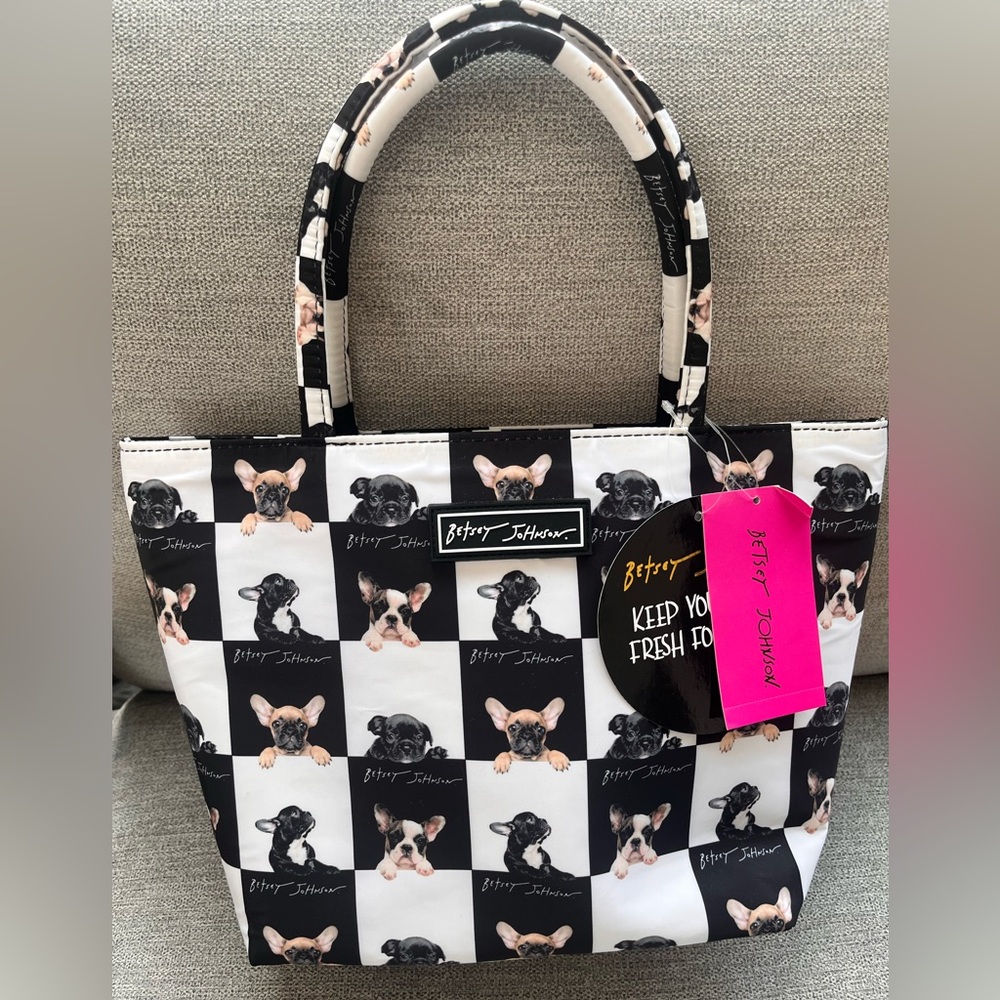 Betsey Johnson Frenchie Dog Print lunch bag